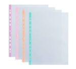 Pochettes perforées OXFORD A4 bords couleurs pastels polypropylène lisse 5/100e - Sachet de 20