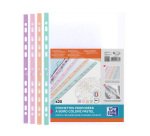 Pochettes perforées OXFORD A4 bords couleurs pastels polypropylène lisse 5/100e - Sachet de 20