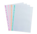 Pochettes perforées OXFORD A4 bords couleurs pastels polypropylène lisse 5/100e - Sachet de 20
