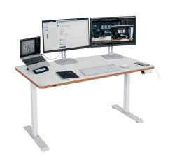 Set scrivania compatta piano l 140 x p 80 cm elettrica elevabile Sit-Stand Leitz Ergo colore bianco altezza 72 - 118 cm + Borsa organizer omaggio