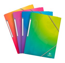 Chemise à élastique 3 rabats plastique Oxford Fusion A4 couleurs translucides assorties