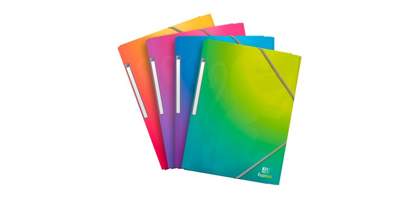 Chemise à élastique 3 rabats plastique Oxford Fusion A4 couleurs translucides assorties