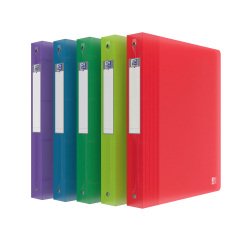 Classeur 4 anneaux plastifié Oxford School Life A4+ - Dos 4 cm couleurs translucides assorties