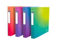 Classeur 4 anneaux plastifié Oxford School Fusion A4+ - Dos 4 cm couleurs translucides assorties