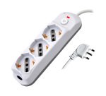 Multipresa con interruttore, 3 prese 10/16A shucko/bipasso, spina 90°, cavo 1,5 metri