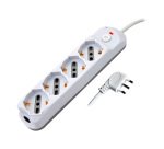 Multipresa con interruttore, 4 prese 10/16A shucko/bipasso, spina 90°, cavo 1,5 metri