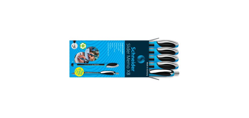 4 Penne Slider Memo XB colore nero e 1 Slider Rave XB nera in omaggio