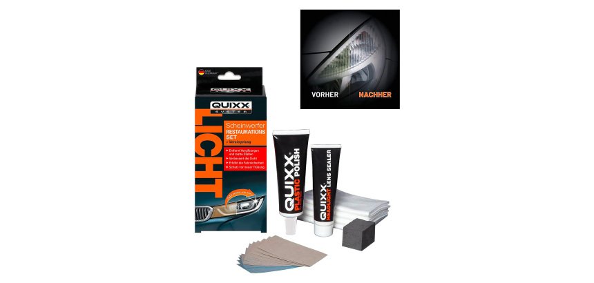Kit de restauration pour phares de voiture Quixx Light, 19 pièces