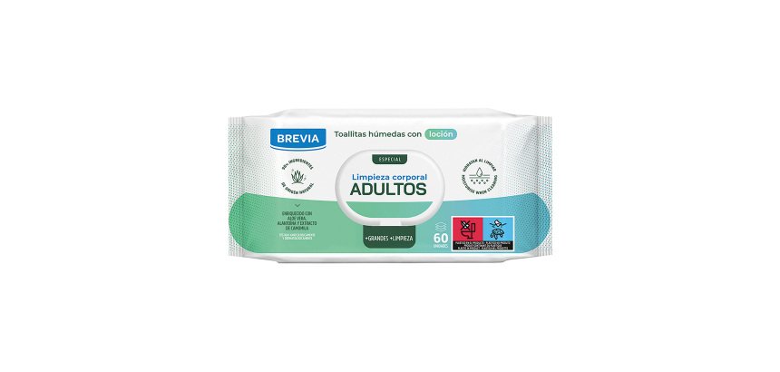 Toallitas corporales adultos Brevia - paquete de 60