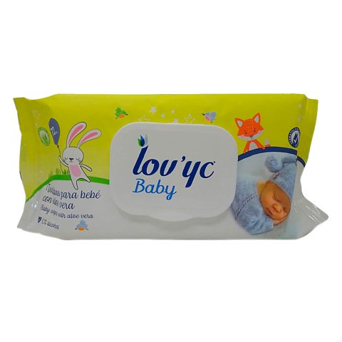 Toalltas húmedas para bebé Lov'Yc aloe vera - paquete de 72