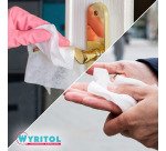 Lingettes nettoyantes désinfectantes mains Wyritol - Boîte de 100