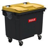 Conteneur à déchets 4 roues 660 litres extérieur gris-jaune