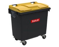Conteneur à déchets 4 roues 770 litres extérieur gris-jaune