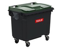 Conteneur à déchets 4 roues 660 litres extérieur gris-vert