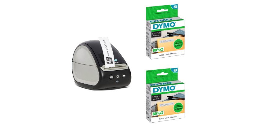 Etichettatrice Dymo LW550 e 2 rotoli etichette LW 25mmx54mm bianco