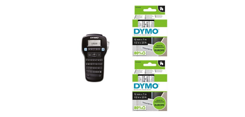 Etichettatrice Dymo LM160 e 2 nastri D1 12mmx7m nero - bianco