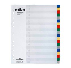 Intercalaire A4 polypropylène coloré Durable 20 onglets neutres multicolores - 1 jeu