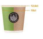 Set van 80 bekers SP4 10 cl warme dranken dik karton H 6,4 cm D 6,25 cm groen en bruin
