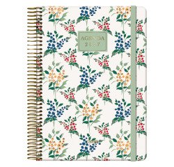 Agenda espiral Velvet flores dia página 14x20 Dohe mimosa