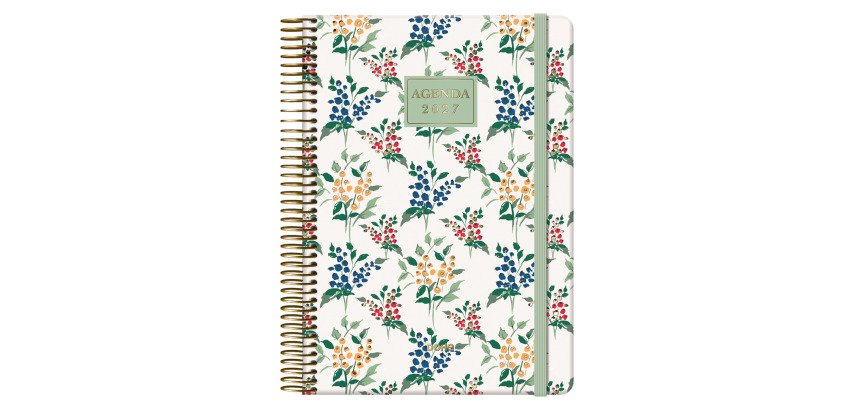 Agenda espiral Velvet flores dia página 14x20 Dohe mimosa