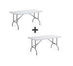 Pack Table pliante polyvalente polyéthylène L152 x P 76 cm achetée = 1 table identique offerte