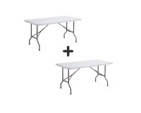 Pack Table pliante polyvalente polyéthylène L152 x P 76 cm achetée = 1 table identique offerte