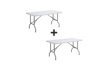 Pack Table pliante polyvalente polyéthylène L152 x P 76 cm achetée = 1 table identique offerte