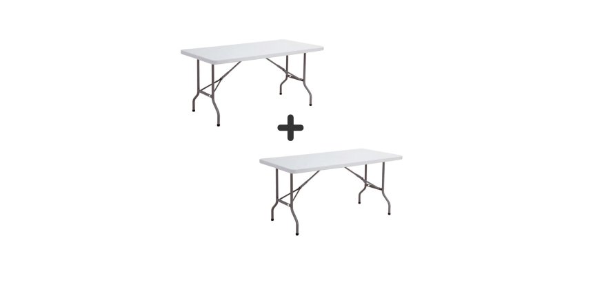 Pack Table pliante polyvalente polyéthylène L152 x P 76 cm achetée = 1 table identique offerte