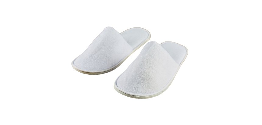 Zapatilla rizo blanca con ribete blanco - caja de 100