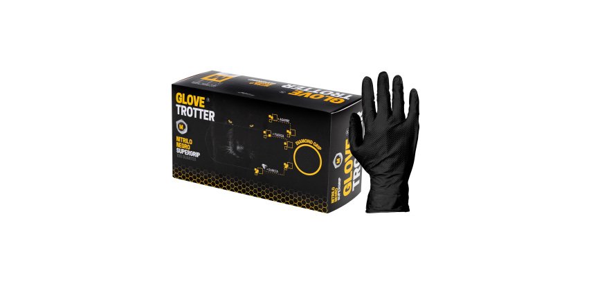 Guantes nitrilo negro diamantado 8,5gr