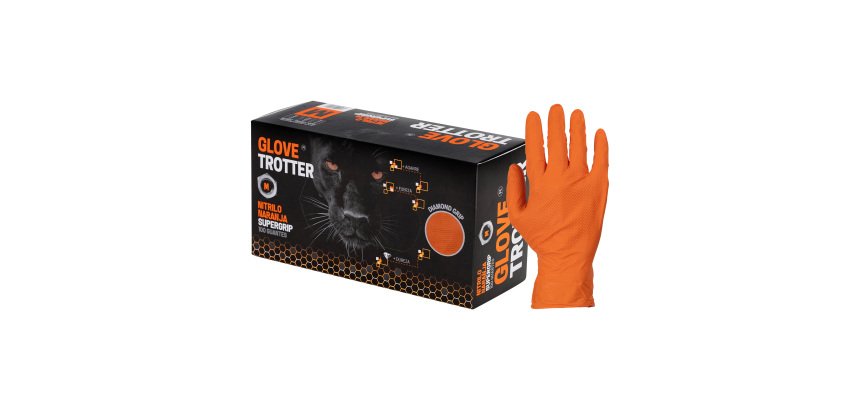 Guantes nitrilo naranja diamantado 8,5gr