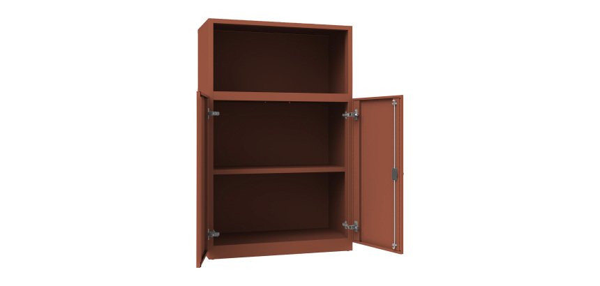 Armadio Ufficio Monoblocco Senso 2 ante abattenti 2 riapini con parte superiore a giorno l x p x h 90 x 45 x 140 cm