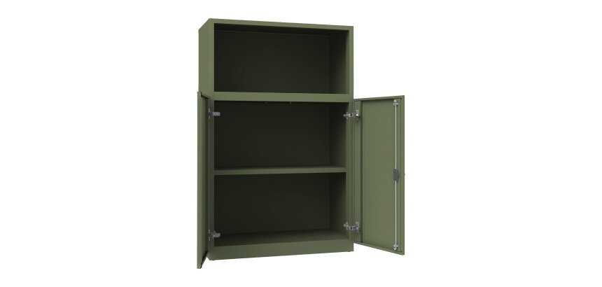Armadio Ufficio Monoblocco Senso 2 ante abattenti 2 riapini con parte superiore a giorno l x p x h 90 x 45 x 140 cm