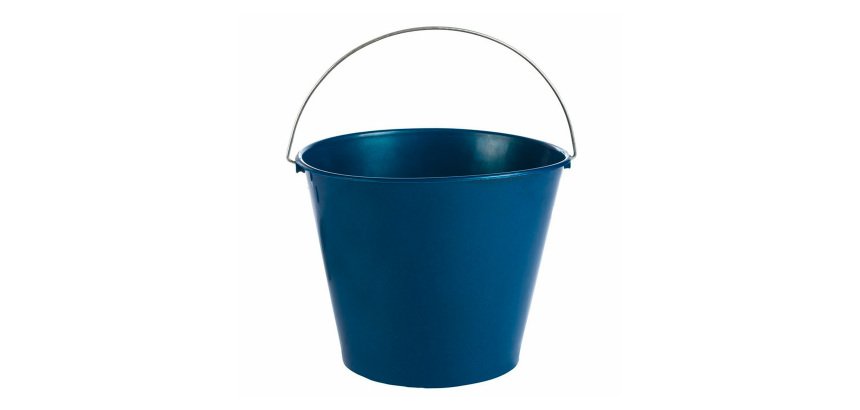 Cubo cristalero con asas metálica azul 8L