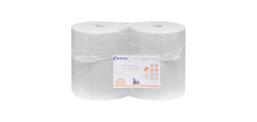 Bobine essuyage industriel sans mandrin Compact blanche - Longueur 175 m