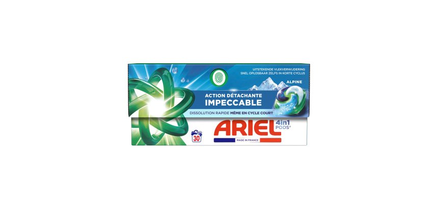 Lessive Pods Ariel 4 en 1 Alpine – 30 lavages