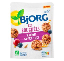 Les Bouchées aux raisins et myrtilles Bio Bjorg - Sachet de 120 g