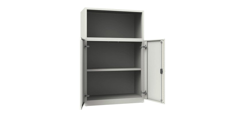 Armadio Ufficio Monoblocco Senso 2 ante abattenti 2 riapini con parte superiore a giorno l x p x h 90 x 45 x 140 cm