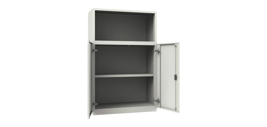 Armadio Ufficio Monoblocco Senso 2 ante abattenti 2 riapini con parte superiore a giorno l x p x h 90 x 45 x 140 cm