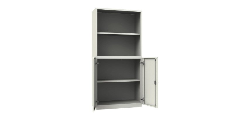 Armadio Ufficio Monoblocco Senso 2 ante battenti con parte superiore a giorno l 90 x p 45 x h 185 cm