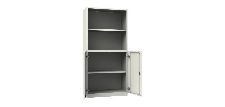 Armadio Ufficio Monoblocco Senso 2 ante battenti con parte superiore a giorno l 90 x p 45 x h 185 cm