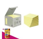 Notes repositionnables jaunes recyclées Post-It - en tour distributrice - bloc de 100 feuilles = Pour l'achat 6 notes repositionnables, 1 sachet de M&M OFFERT
