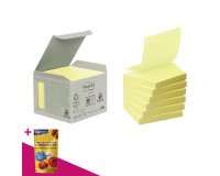Z-notes repositionnables recyclés jaunes Post-it 76 x 76 mm - bloc de 100 feuilles = Pour l'achat 12 notes repositionnables, 1 sachet de M&M OFFERT