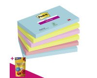 Notes repositionnables couleurs Cosmic Super Sticky Post-it 76 x 127 mm - bloc de 90 feuilles = Pour l'achat 12 notes repositionnables, 1 sachet de M&M OFFERT