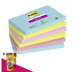 Notes repositionnables couleurs Cosmic Super Sticky Post-it - bloc de 90 feuilles = Pour l'achat 12 notes repositionnables, 1 sachet de M&M OFFERT