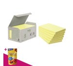 Notes repositionnables jaunes recyclées Post-It - en tour distributrice - bloc de 100 feuilles = Pour l'achat 6 notes repositionnables, 1 sachet de M&M OFFERT