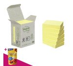 Notes repositionnables jaunes recyclées Post-It - en tour distributrice - bloc de 100 feuilles = Pour l'achat 6 notes repositionnables, 1 sachet de M&M OFFERT
