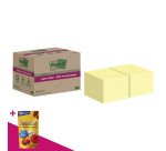 Notes repositionnables recyclées jaunes pastel Super Sticky Post-it - bloc de 70 feuilles = Pour l'achat notes repositionnables, 1 sachet de M&M OFFERT