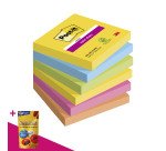 Notes repositionnables couleurs Carnival Super Sticky Post-it - bloc de 90 feuilles = Pour l'achat 12 notes repositionnables, 1 sachet de M&M OFFERT