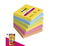 Notes repositionnables couleurs Carnival Super Sticky Post-it 76 x 76 mm - bloc de 90 feuilles = Pour l'achat 12 notes repositionnables, 1 sachet de M&M OFFERT